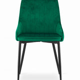 Chaise rembourrée, chaise de salle à manger, chaise de salon rembourrée, chaise avec pieds en métal, revêtement et assise en velours avec pieds noirs