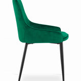 Chaise rembourrée, chaise de salle à manger, chaise de salon rembourrée, chaise avec pieds en métal, revêtement et assise en velours avec pieds noirs