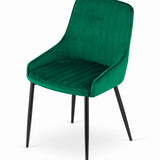 Chaise rembourrée, chaise de salle à manger, chaise de salon rembourrée, chaise avec pieds en métal, revêtement et assise en velours avec pieds noirs