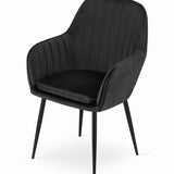 Chaise de salle à manger, chaise de cuisine, chaise de bureau, siège en velours avec pieds en métal noir, charge de siège de 120 kg, chaise de bureau confortable, pieds noirs