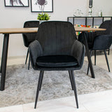 Chaise de salle à manger, chaise de cuisine, chaise de bureau, siège en velours avec pieds en métal noir, charge de siège de 120 kg, chaise de bureau confortable, pieds noirs