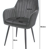 Chaise de salle à manger, chaise de cuisine, chaise de bureau, siège en velours avec pieds en métal noir, charge de siège de 120 kg, chaise de bureau confortable, pieds noirs