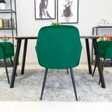 Chaise de salle à manger, chaise de cuisine, chaise de bureau, siège en velours avec pieds en métal noir, charge de siège de 120 kg, chaise de bureau confortable, pieds noirs