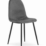 Esszimmerstuhl Küchenstuhl Bürostuhl Stuhl Sitzmaterial aus Samt mit schwarzen Metallbeinen, 120 kg Sitzlast, Bequem Home Office Stuhl, schwarze Beine