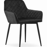 Chaise de salle à manger, chaise de cuisine, chaise de bureau, chaise ergonomique, rembourrée en velours, parfaite pour le salon, le bureau, la chambre ou la salle à manger, charge maximale 120 kg pieds en métal noir