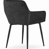 Chaise de salle à manger, chaise de cuisine, chaise de bureau, chaise ergonomique, rembourrée en velours, parfaite pour le salon, le bureau, la chambre ou la salle à manger, charge maximale 120 kg pieds en métal noir