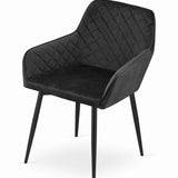 Chaise de salle à manger, chaise de cuisine, chaise de bureau, chaise ergonomique, rembourrée en velours, parfaite pour le salon, le bureau, la chambre ou la salle à manger, charge maximale 120 kg pieds en métal noir