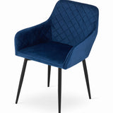 Chaise de salle à manger, chaise de cuisine, chaise de bureau, chaise ergonomique, rembourrée en velours, parfaite pour le salon, le bureau, la chambre ou la salle à manger, charge maximale 120 kg pieds en métal noir