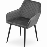 Chaise de salle à manger, chaise de cuisine, chaise de bureau, chaise ergonomique, rembourrée en velours, parfaite pour le salon, le bureau, la chambre ou la salle à manger, charge maximale 120 kg pieds en métal noir