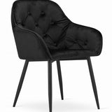 Esszimmerstuhl mit Rückenlehne und Armlehne, gepolsterter Stuhl, Samtstoff mit Metallbeinen, Lounge Büro 120 kg Sitzlast, 55,5 x 61 x 81 cm