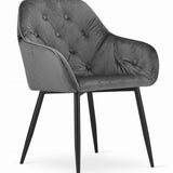 Esszimmerstuhl mit Rückenlehne und Armlehne, gepolsterter Stuhl, Samtstoff mit Metallbeinen, Lounge Büro 120 kg Sitzlast, 55,5 x 61 x 81 cm