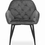 Esszimmerstuhl mit Rückenlehne und Armlehne, gepolsterter Stuhl, Samtstoff mit Metallbeinen, Lounge Büro 120 kg Sitzlast, 55,5 x 61 x 81 cm
