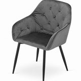 Esszimmerstuhl mit Rückenlehne und Armlehne, gepolsterter Stuhl, Samtstoff mit Metallbeinen, Lounge Büro 120 kg Sitzlast, 55,5 x 61 x 81 cm