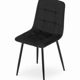 Chaise de salle à manger chaise de salon avec assise en velours et pieds en métal noir, idéale pour le salon, le bureau, le bureau et la chambre Capacité de charge de 120 kg