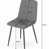 Chaise de salle à manger chaise de salon avec assise en velours et pieds en métal noir, idéale pour le salon, le bureau, le bureau et la chambre Capacité de charge de 120 kg