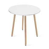 Table de salle à manger Table à manger ronde blanche avec pieds en hêtre naturel, diamètre 60 &amp; 80 cm - Design moderne et ergonomique pour cuisine, salle à manger, salon - Panneau MDF résistant