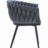 Chaise de bureau rembourrée avec design matelassé, chaise de bureau ergonomique, pieds en métal noir, convient pour salon, bureau, chambre à coucher, salle à manger – 79 cm de hauteur, 61 cm de largeur