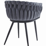 Chaise de bureau rembourrée avec design matelassé, chaise de bureau ergonomique, pieds en métal noir, convient pour salon, bureau, chambre à coucher, salle à manger – 79 cm de hauteur, 61 cm de largeur