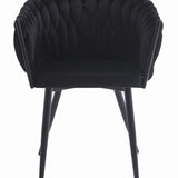 Chaise de bureau rembourrée avec design matelassé, chaise de bureau ergonomique, pieds en métal noir, convient pour salon, bureau, chambre à coucher, salle à manger – 79 cm de hauteur, 61 cm de largeur
