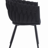 Chaise de bureau rembourrée avec design matelassé, chaise de bureau ergonomique, pieds en métal noir, convient pour salon, bureau, chambre à coucher, salle à manger – 79 cm de hauteur, 61 cm de largeur
