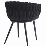 Chaise de bureau rembourrée avec design matelassé, chaise de bureau ergonomique, pieds en métal noir, convient pour salon, bureau, chambre à coucher, salle à manger – 79 cm de hauteur, 61 cm de largeur