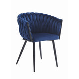 Chaise de bureau rembourrée avec design matelassé, chaise de bureau ergonomique, pieds en métal noir, convient pour salon, bureau, chambre à coucher, salle à manger – 79 cm de hauteur, 61 cm de largeur