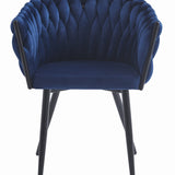 Chaise de bureau rembourrée avec design matelassé, chaise de bureau ergonomique, pieds en métal noir, convient pour salon, bureau, chambre à coucher, salle à manger – 79 cm de hauteur, 61 cm de largeur