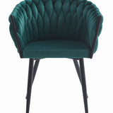 Chaise de bureau rembourrée avec design matelassé, chaise de bureau ergonomique, pieds en métal noir, convient pour salon, bureau, chambre à coucher, salle à manger – 79 cm de hauteur, 61 cm de largeur