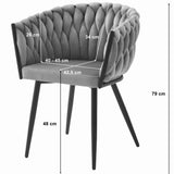 Chaise de bureau rembourrée avec design matelassé, chaise de bureau ergonomique, pieds en métal noir, convient pour salon, bureau, chambre à coucher, salle à manger – 79 cm de hauteur, 61 cm de largeur