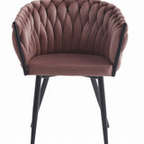 Chaise de bureau rembourrée avec design matelassé, chaise de bureau ergonomique, pieds en métal noir, convient pour salon, bureau, chambre à coucher, salle à manger – 79 cm de hauteur, 61 cm de largeur