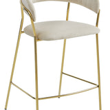 Tabouret de bar 94 cm, Velours Beige, design ergonomique, assise en velours, pieds en acier doré, parfait pour les cuisines et les bars, repose-pieds confortable, durable, facile à monter soi-même, charge maximale 120 kg