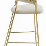 Tabouret de bar 94 cm, Velours Beige, design ergonomique, assise en velours, pieds en acier doré, parfait pour les cuisines et les bars, repose-pieds confortable, durable, facile à monter soi-même, charge maximale 120 kg