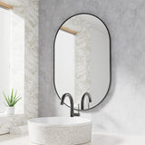 Miroir ovale 80x40 cm | 100x50 cm, idéal pour les salles de bains, les couloirs et les salons, style loft industriel, design polyvalent, matériau durable et de haute qualité