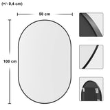 Miroir ovale 80x40 cm | 100x50 cm, idéal pour les salles de bains, les couloirs et les salons, style loft industriel, design polyvalent, matériau durable et de haute qualité