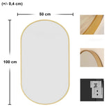Miroir ovale 80x40 cm | 100x50 cm, idéal pour les salles de bains, les couloirs et les salons, style loft industriel, design polyvalent, matériau durable et de haute qualité