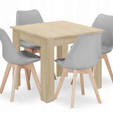 Ensemble de salle à manger avec table à manger et 4 chaises, table carrée 80x80 &amp; 120x80 cm et 4 chaises ergonomiques, idéal pour salon, cuisine et salle à manger Design moderne