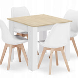 Ensemble de salle à manger avec table à manger et 4 chaises, table carrée 80x80 &amp; 120x80 cm et 4 chaises ergonomiques, idéal pour salon, cuisine et salle à manger Design moderne