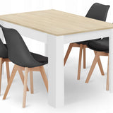 Ensemble de salle à manger avec table à manger et 4 chaises, table carrée 80x80 &amp; 120x80 cm et 4 chaises ergonomiques, idéal pour salon, cuisine et salle à manger Design moderne
