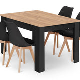 Ensemble de salle à manger avec table à manger et 4 chaises, table carrée 80x80 &amp; 120x80 cm et 4 chaises ergonomiques, idéal pour salon, cuisine et salle à manger Design moderne