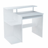 Bureau avec 5 étagères, bureau d'ordinateur parfait pour la chambre, le salon et le bureau - fabriqué en stratifié de haute qualité avec guides à roulettes en métal, idéal pour un rangement organisé - 100 x 91 x 50 cm