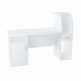 Bureau avec 2 étagères, hauteur 112 cm, bureau d'ordinateur largeur 150 cm, plateau en stratifié, idéal pour bureau, salon ou chambre d'adolescent, avec plan de travail spacieux, étagères et tiroir