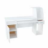 Bureau avec 2 étagères, hauteur 112 cm, bureau d'ordinateur largeur 150 cm, plateau en stratifié, idéal pour bureau, salon ou chambre d'adolescent, avec plan de travail spacieux, étagères et tiroir