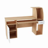 Bureau avec 2 étagères, hauteur 112 cm, bureau d'ordinateur largeur 150 cm, plateau en stratifié, idéal pour bureau, salon ou chambre d'adolescent, avec plan de travail spacieux, étagères et tiroir