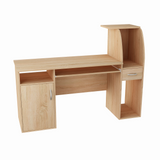 Bureau avec 2 étagères, hauteur 112 cm, bureau d'ordinateur largeur 150 cm, plateau en stratifié, idéal pour bureau, salon ou chambre d'adolescent, avec plan de travail spacieux, étagères et tiroir
