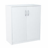 Commode de 74 cm de large en finition mate, commode avec 2 portes et 1 étagère, armoire avec poignées en polymère de haute qualité Idéale pour chambre, salon, couloir - En bois lamellé