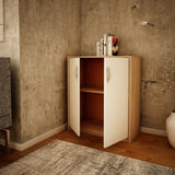 Commode de 74 cm de large en finition mate, commode avec 2 portes et 1 étagère, armoire avec poignées en polymère de haute qualité Idéale pour chambre, salon, couloir - En bois lamellé