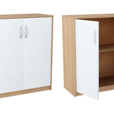 Commode de 74 cm de large en finition mate, commode avec 2 portes et 1 étagère, armoire avec poignées en polymère de haute qualité Idéale pour chambre, salon, couloir - En bois lamellé