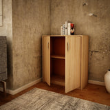 Commode de 74 cm de large en finition mate, commode avec 2 portes et 1 étagère, armoire avec poignées en polymère de haute qualité Idéale pour chambre, salon, couloir - En bois lamellé