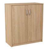 Commode de 74 cm de large en finition mate, commode avec 2 portes et 1 étagère, armoire avec poignées en polymère de haute qualité Idéale pour chambre, salon, couloir - En bois lamellé