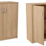Commode de 74 cm de large en finition mate, commode avec 2 portes et 1 étagère, armoire avec poignées en polymère de haute qualité Idéale pour chambre, salon, couloir - En bois lamellé